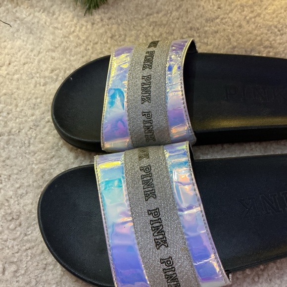 Victoria's Secret Pink Holographic Slide Sandals - Picture 3 of 4